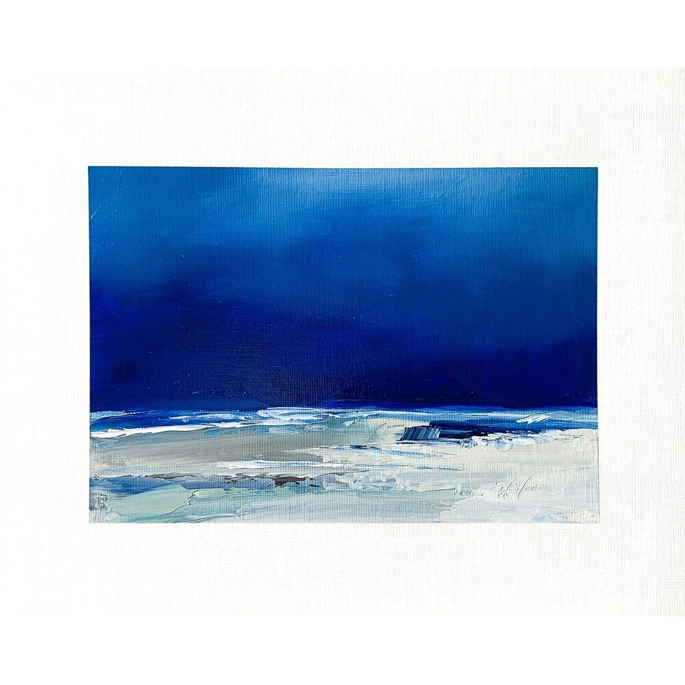 8x10 Original Oil Painting Seascape Moody Stormy Modern Contemporary Art Signed